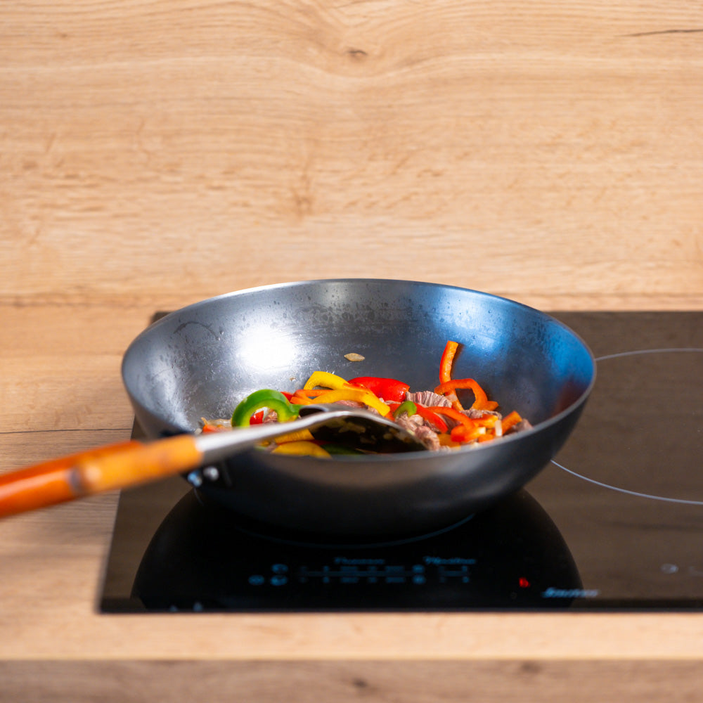 Wok Chinois Traditionnel en Acier Inox Anti-Adhésif - Tous Feux dont Induction