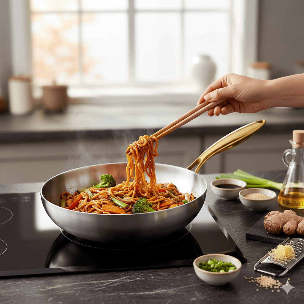Wok Inox Professionnel – Tous Feux & Induction | Sans Revêtement Chimique