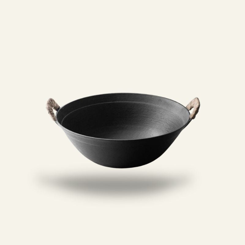 Wok Chinois Traditionnel en Fonte avec Couvercle 38cm - Cuisine Asiatique Authentique