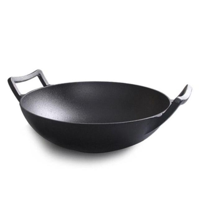 Wok Chinois Traditionnel Inox sans Manche 32cm - Ustensile Authentique Cuisine Asiatique