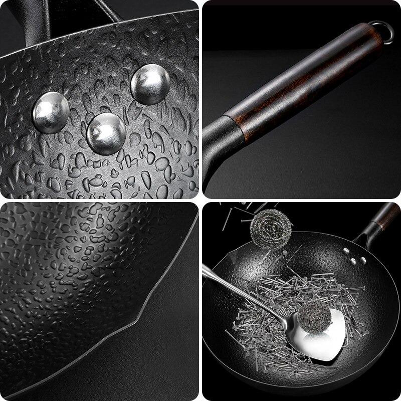 Wok Traditionnel Chinois Céramique 32cm - Anti-Adhésif Naturel Cuisine Asiatique