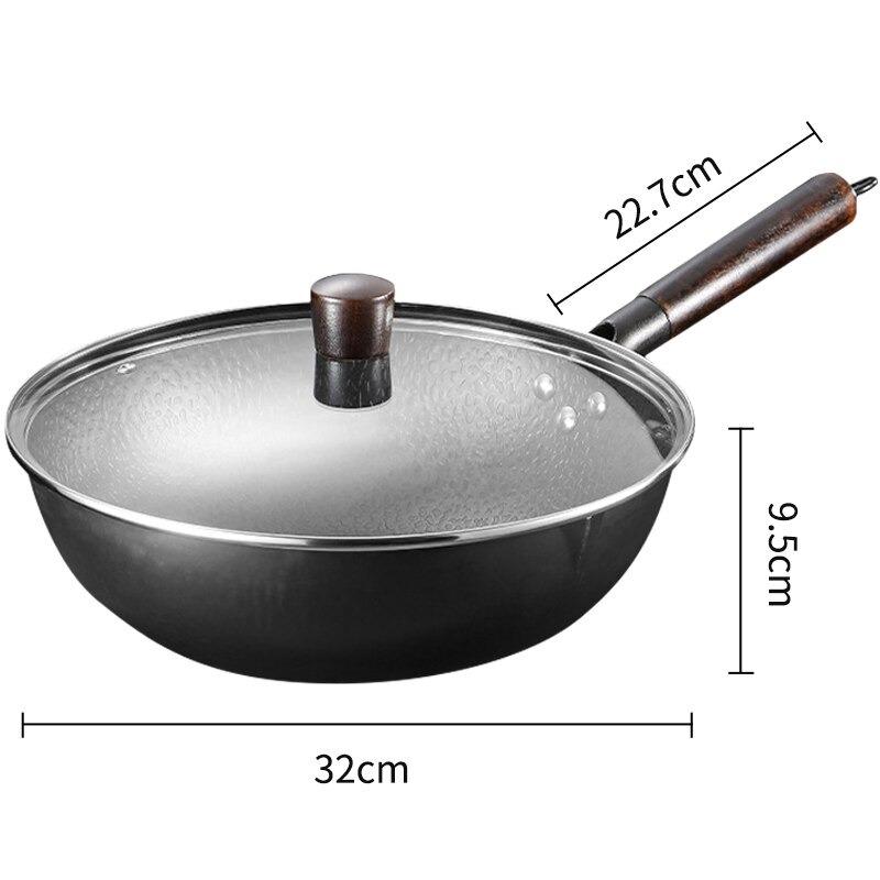 Wok Traditionnel Chinois Céramique 32cm - Anti-Adhésif Naturel Cuisine Asiatique