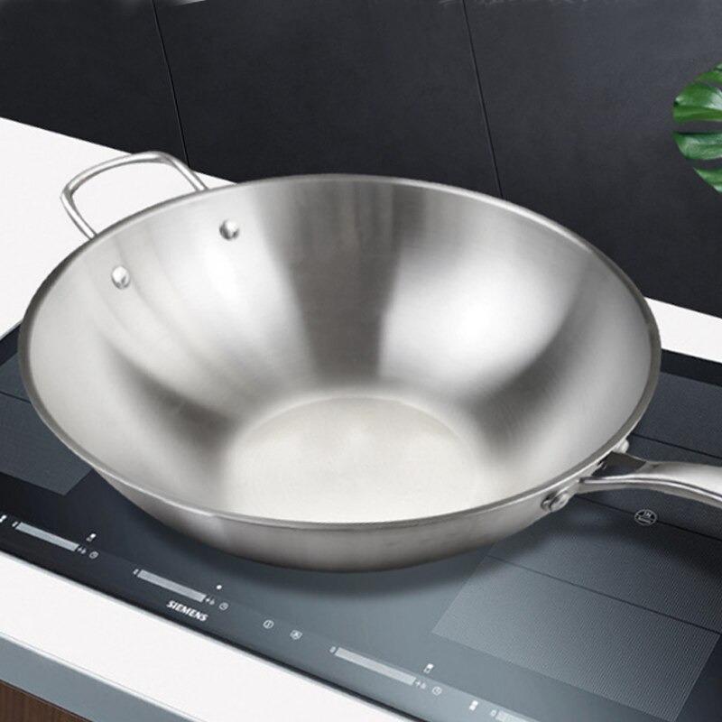 Poêle Wok Chinoise Céramique Inox 32cm - Cuisine Traditionnelle Asiatique Induction
