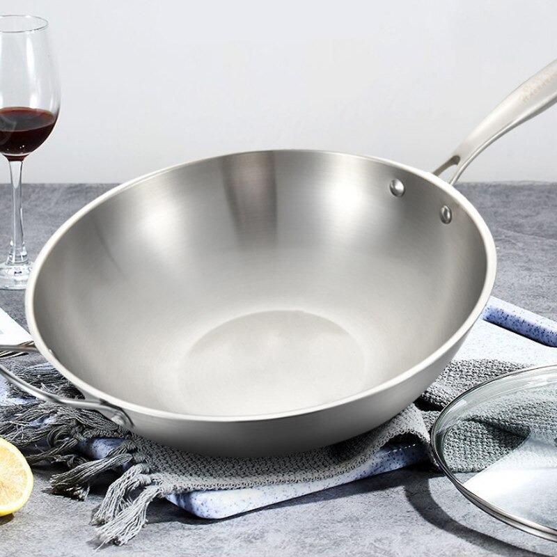 Poêle Wok Chinoise Céramique Inox 32cm - Cuisine Traditionnelle Asiatique Induction