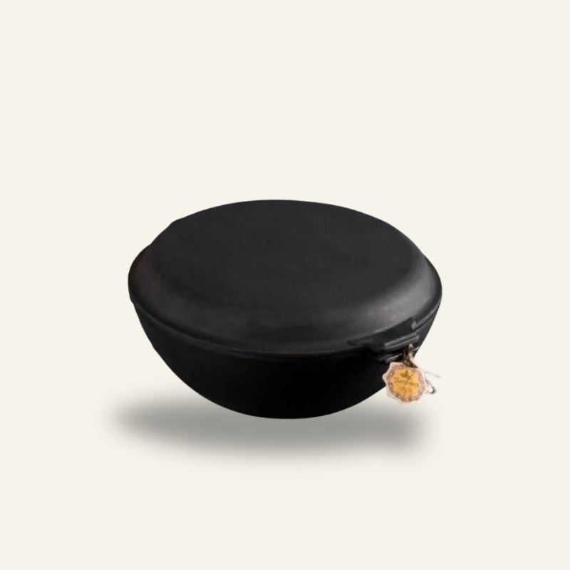 Grand Wok Chinois Traditionnel en Fonte avec Couvercle - Cuisine Asiatique Familiale