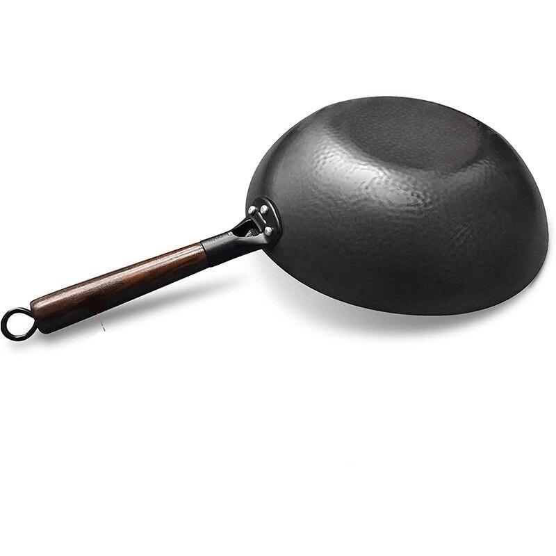 Wok Chinois Grand Format 32cm avec Couvercle Bois - Cuisine Traditionnelle Asiatique