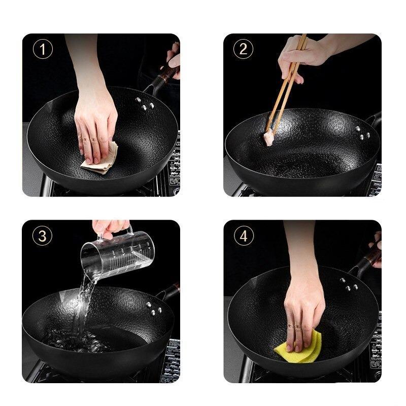 Wok Martelé Traditionnel Chinois en Acier - Cuisson Authentique Asiatique Induction