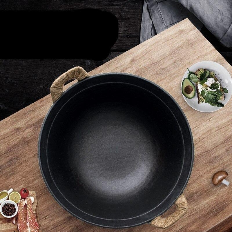 Wok Chinois Traditionnel en Fonte avec Couvercle 38cm - Cuisine Asiatique Authentique