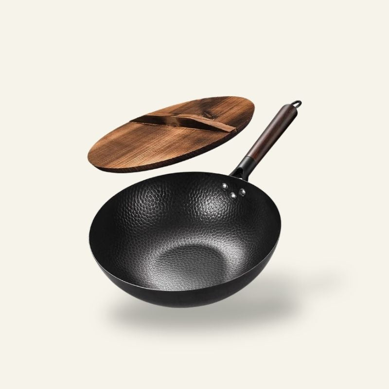 Wok Traditionnel en Acier Carbone – Le Secret du Wok Hei | Compatible Induction