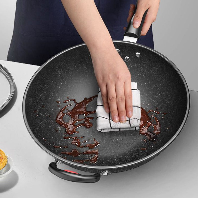 Wok Chinois Professionnel Traditionnel 28-32cm - Acier Cuisine Asiatique Restaurant